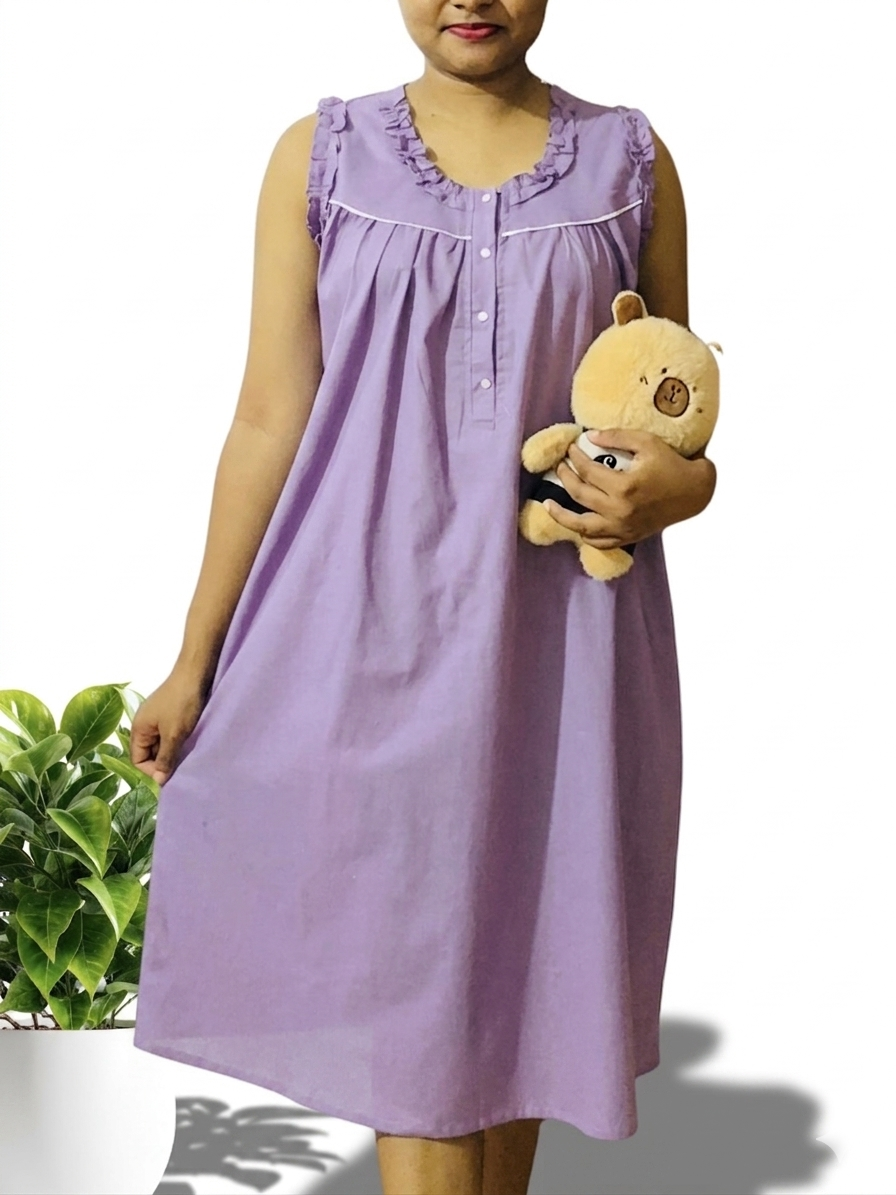 Full cotton nightdress with front opening 💜
