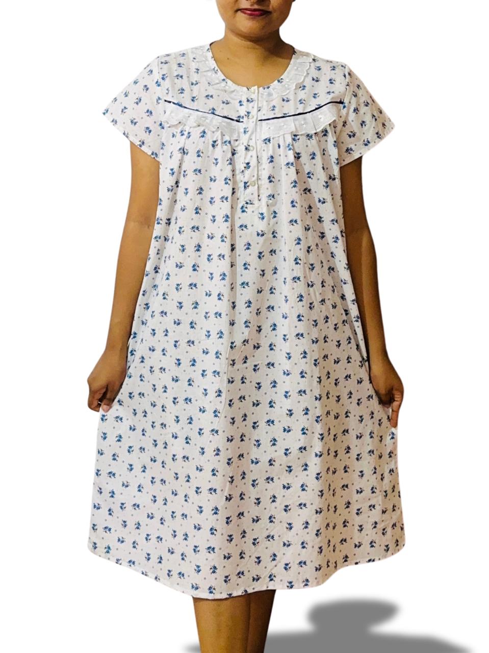 Printed nightdress with front opening 💙