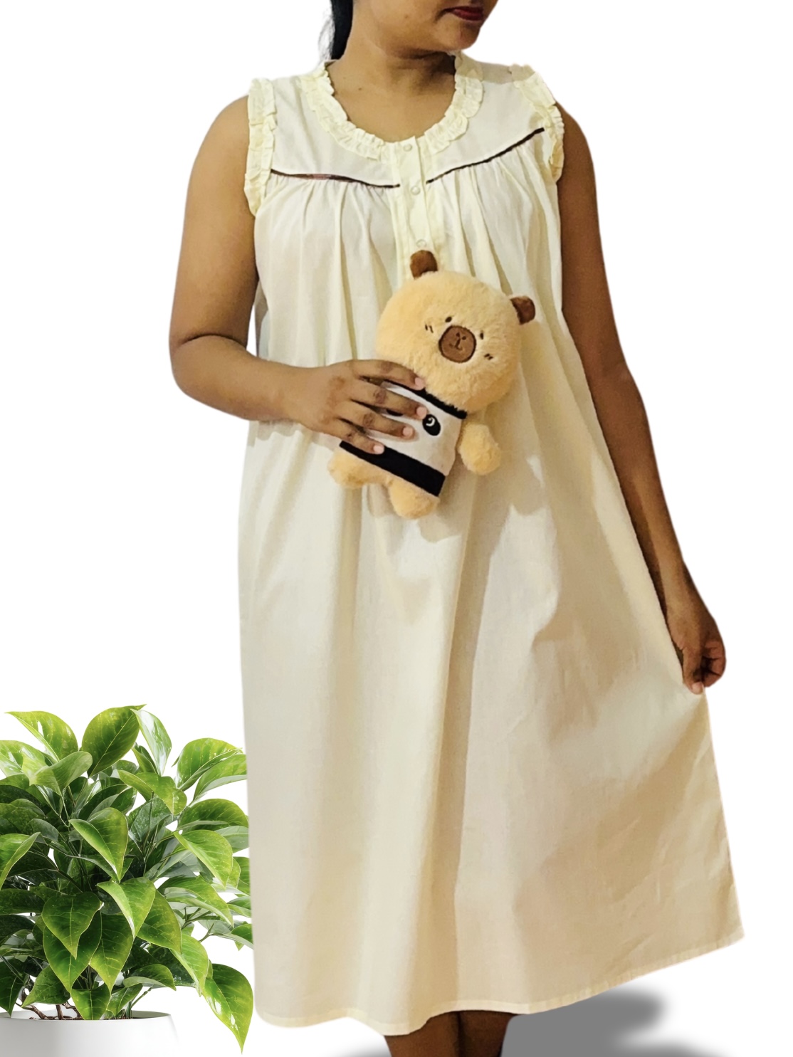 Full cotton nightdress with front opening 🐥