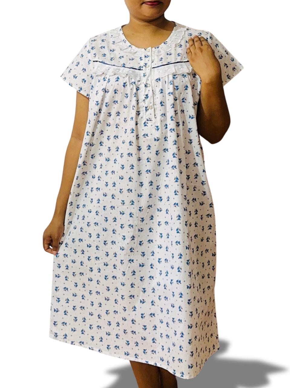 Printed nightdress with front opening 💙
