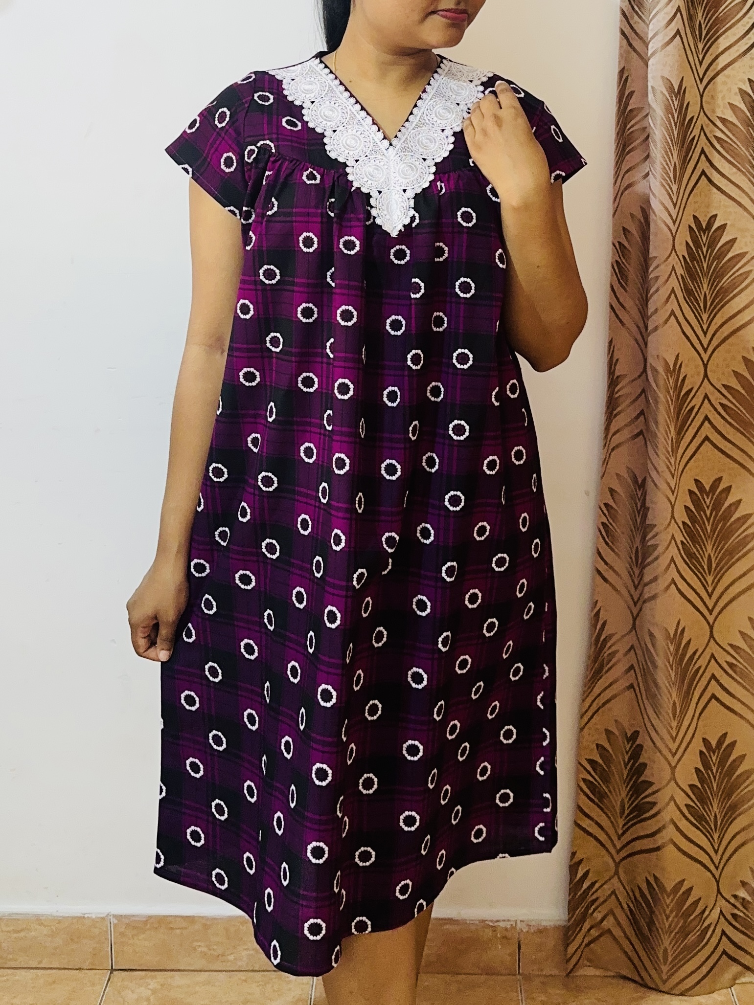 Full cotton nightdress without front opening - design PWNDO11 (colors 2)
