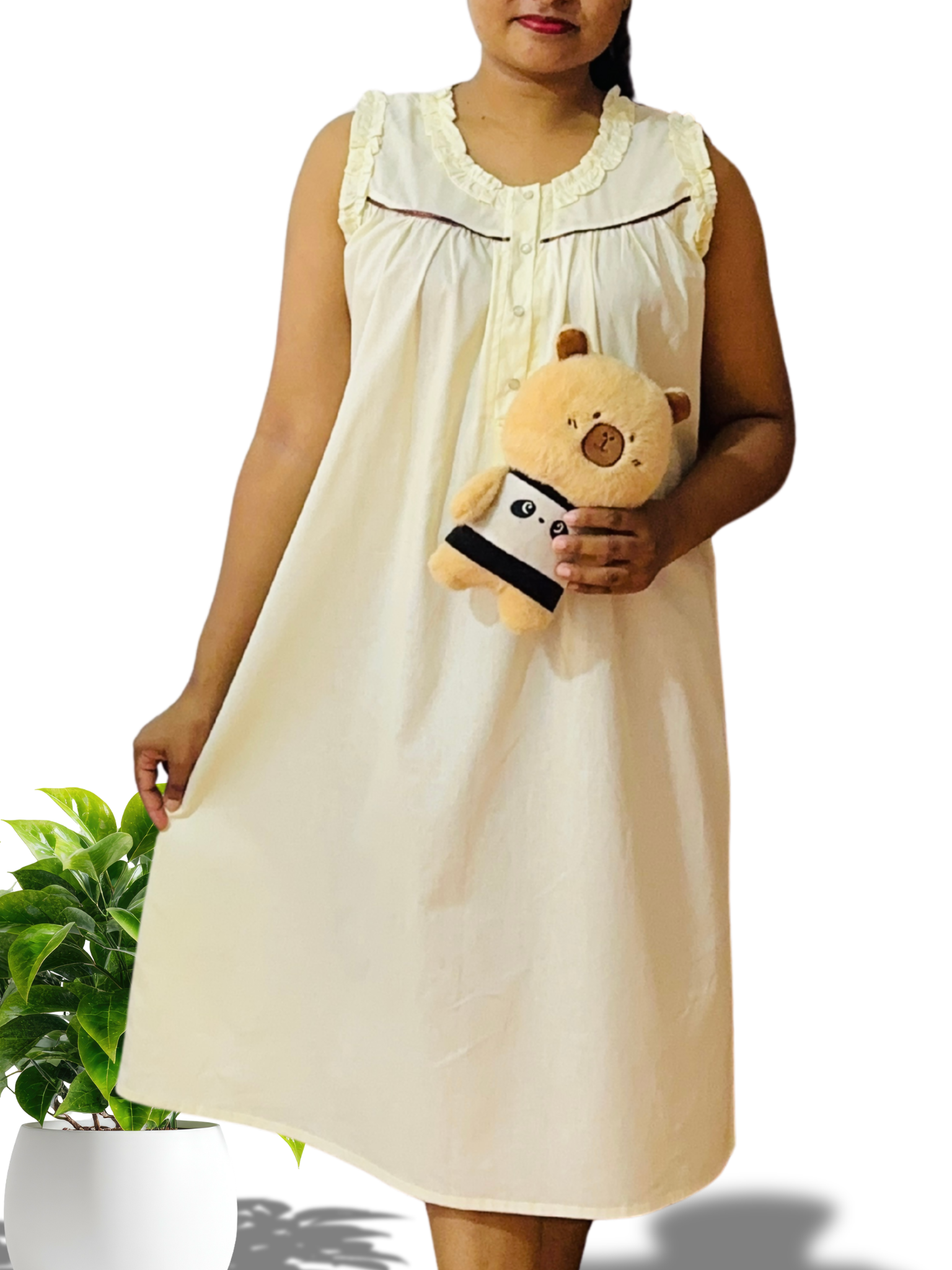 Full cotton nightdress with front opening 🐥